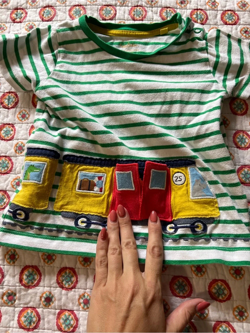 Baby Boden Animal Train 3/D Interactive Shirt size 18/24 months Striped